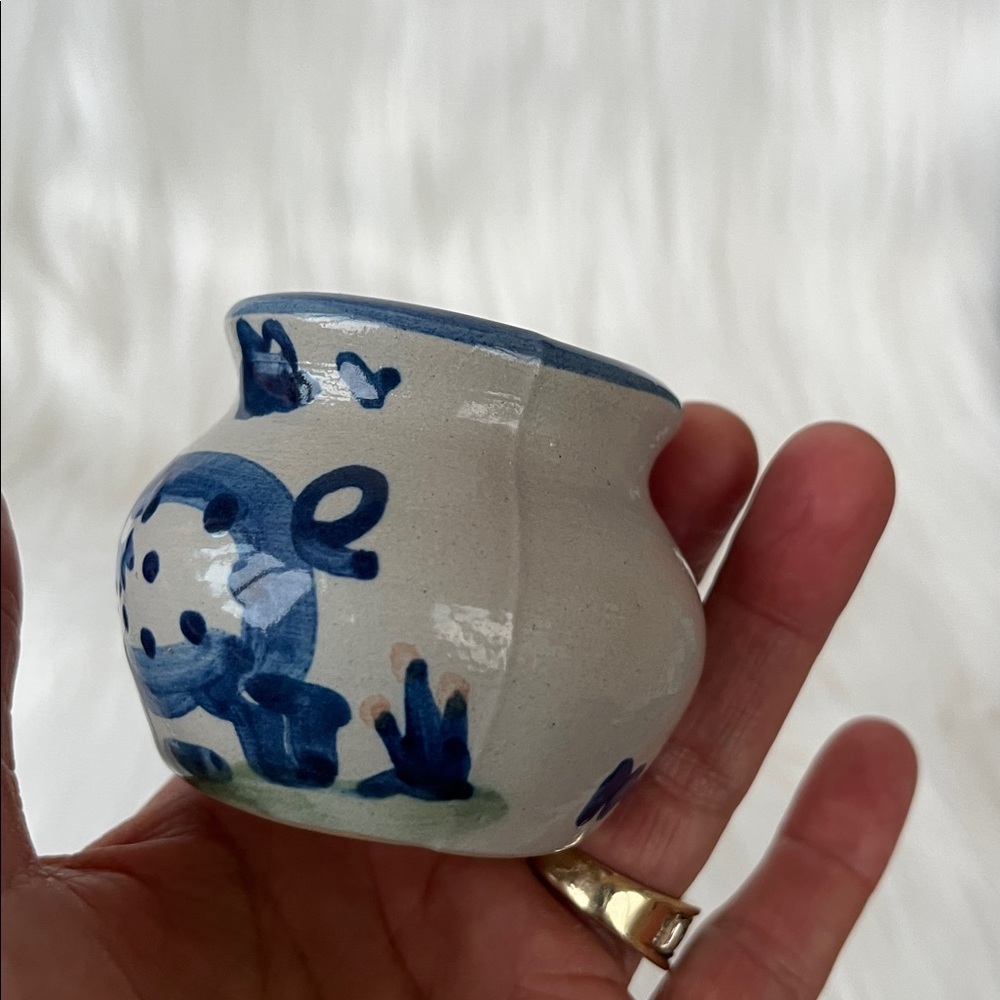 Vintage M.A. Hadley Mini Open Sugar Bowl Country Scene Blue - Picture 5 of 8